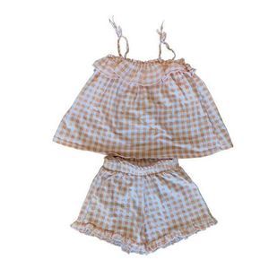 Zara girls 4-5 orange and white gingham set